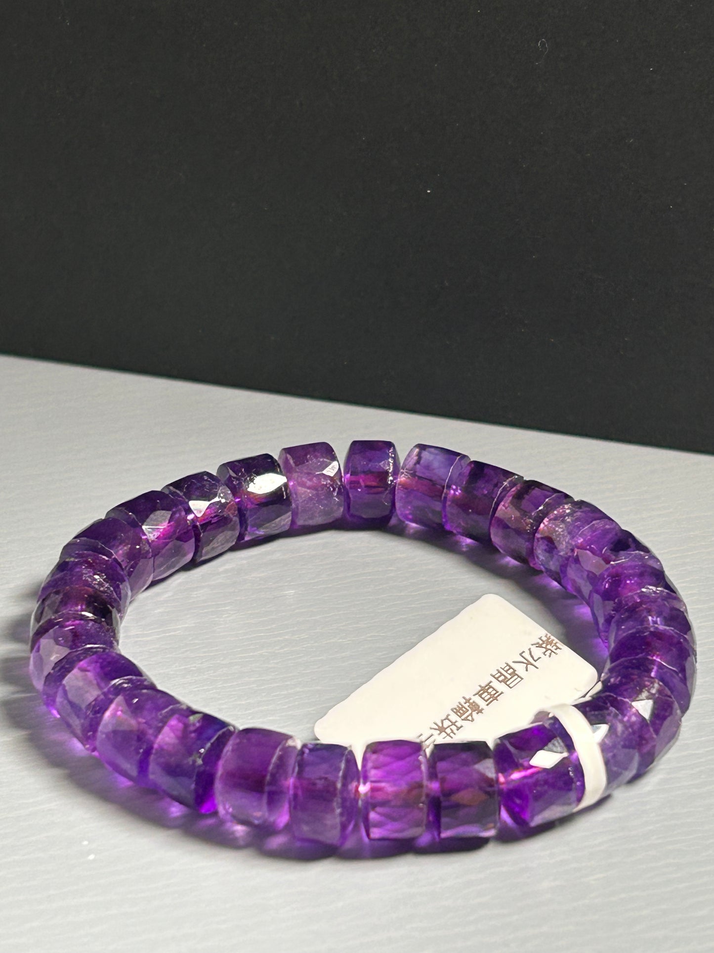 Amethyst wheel bead bracelet 9mm, height 6mm