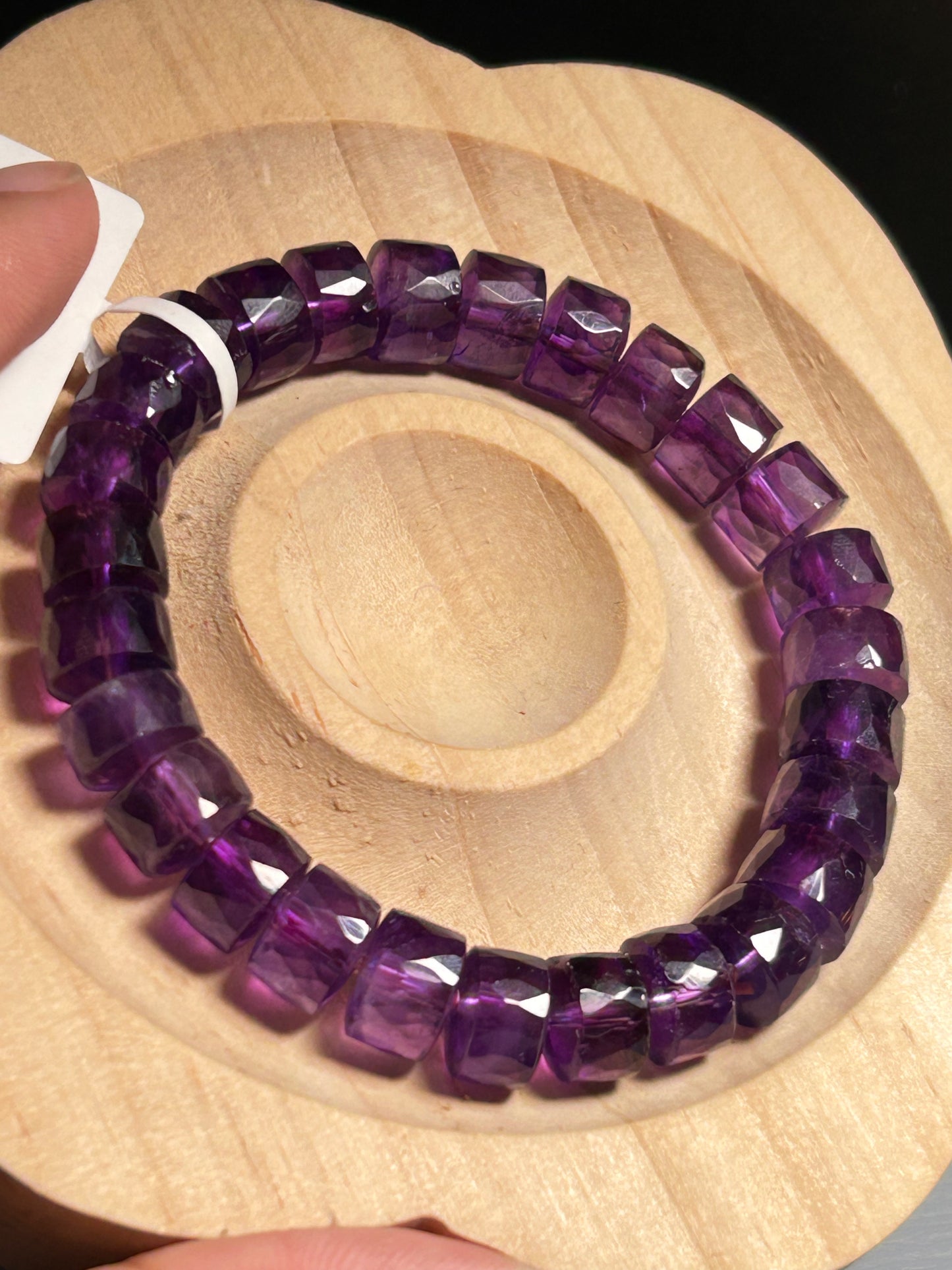 Amethyst wheel bead bracelet 9mm, height 6mm