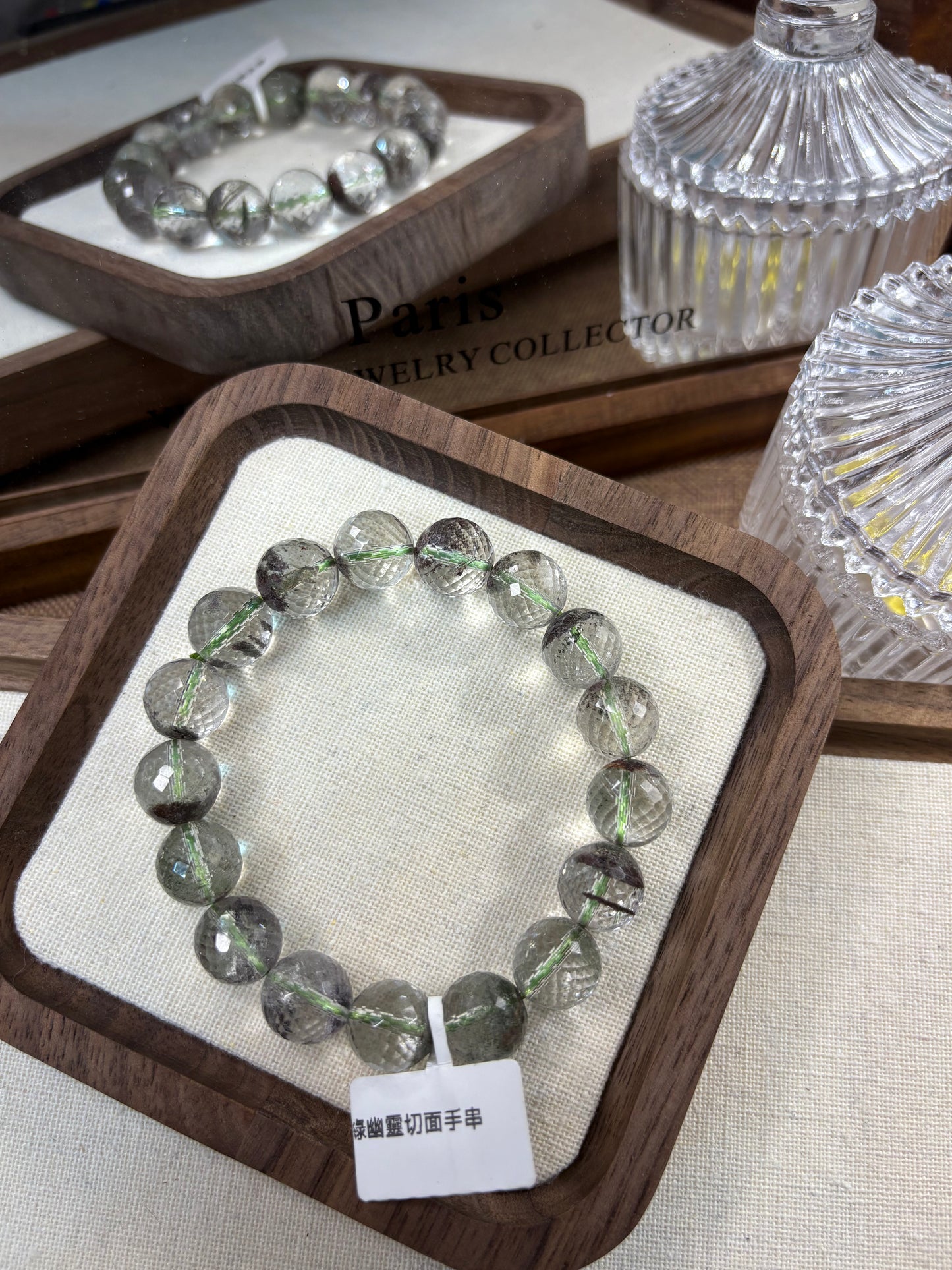 Green Ghost Faceted Bracelet 11.8mm