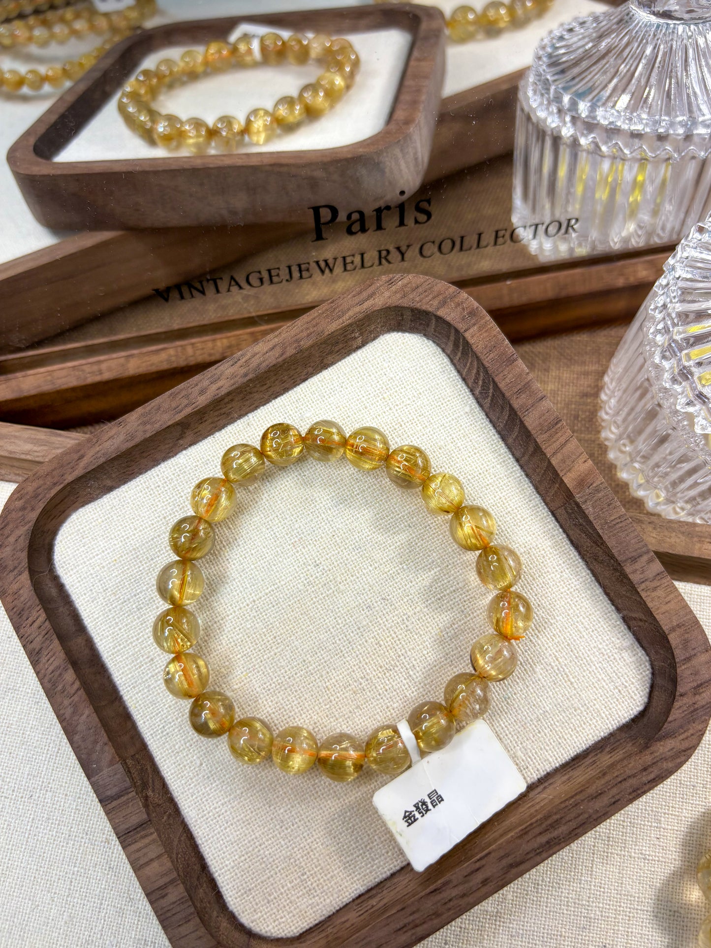 Full hair golden rutilated crystal bracelet 7.5mm
