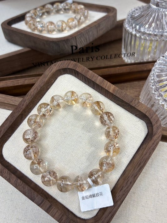 Gold platinum koi glue flower bracelet 12mm