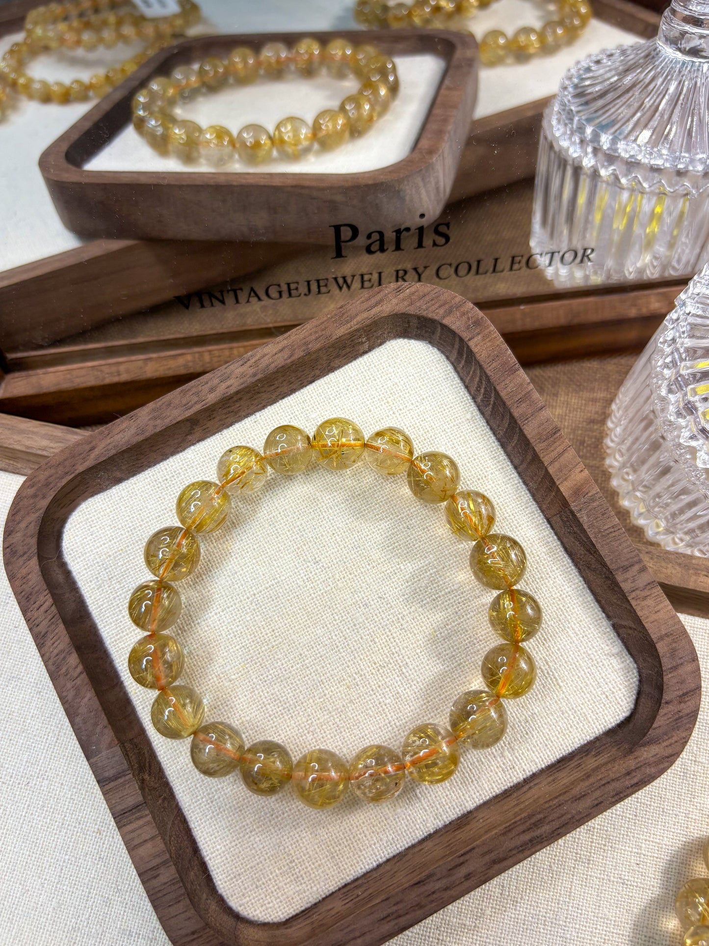 Full hair golden rutilated crystal bracelet 7.5mm